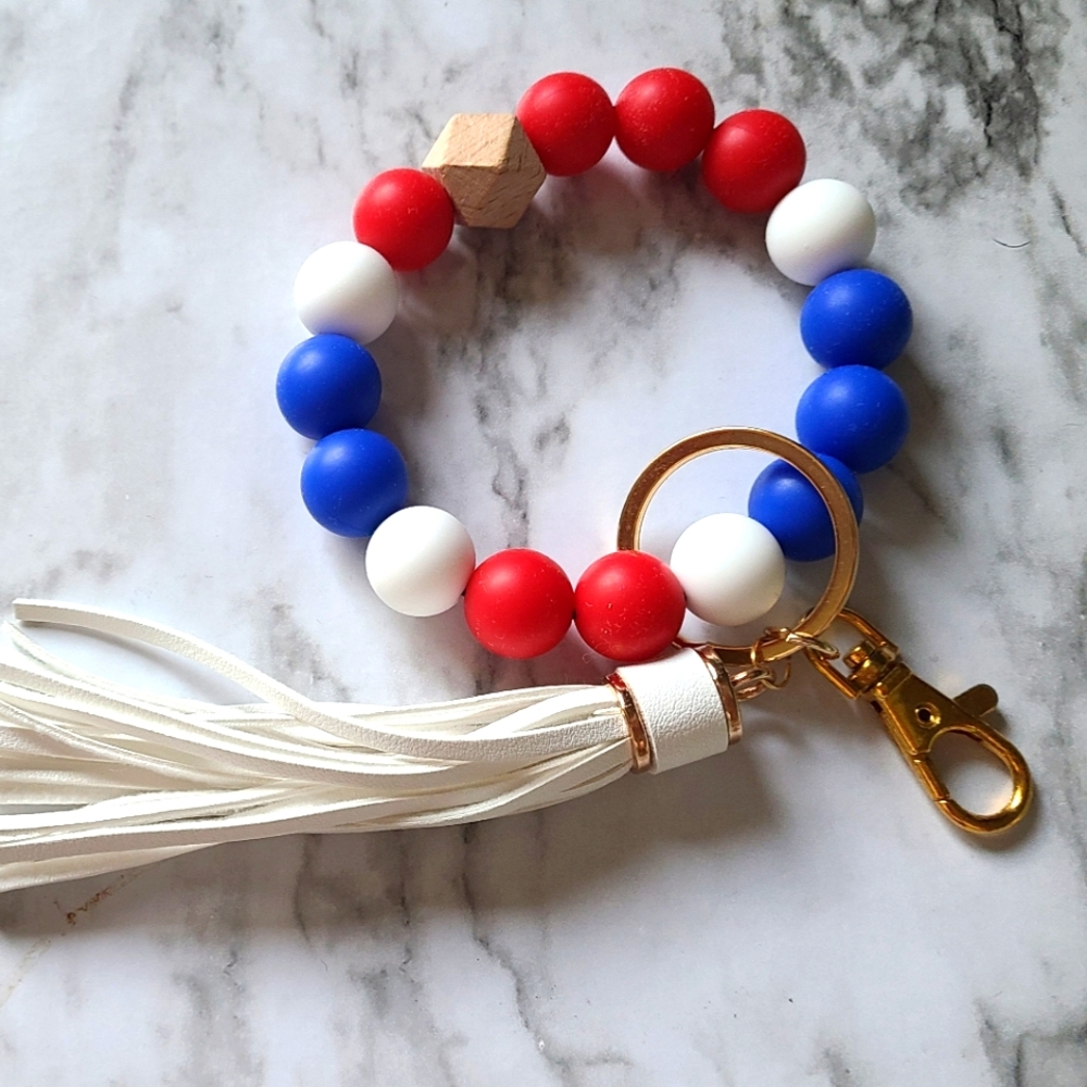 Red/White/Blue Silicone Keychain